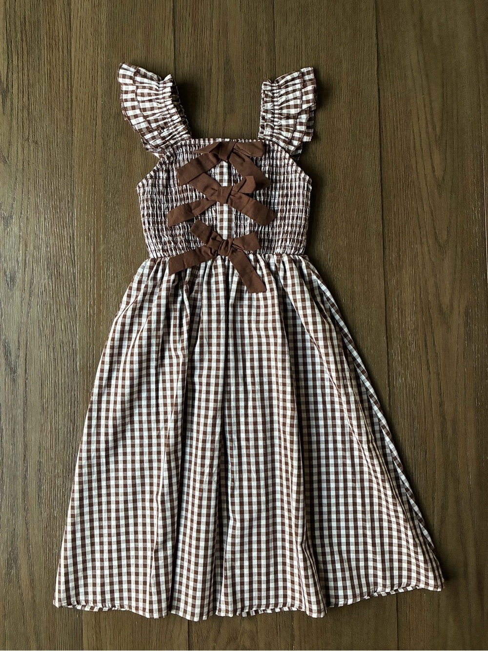 NEW Brown Gingham Midi Dress
